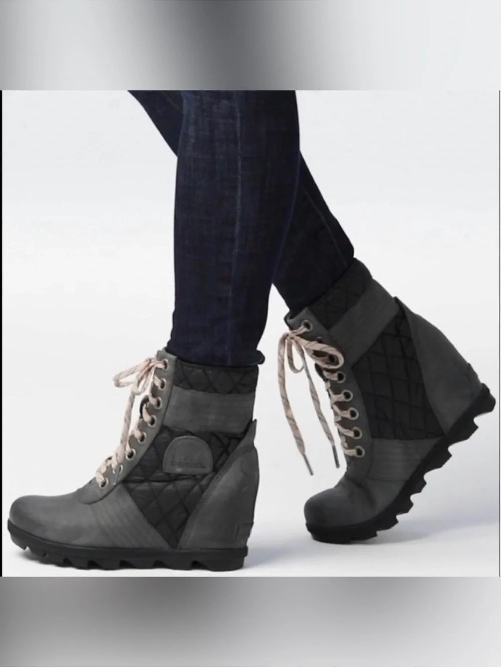 SOREL Joan of Arctic Wedge II Quilted Boots | Olive Green | Size 6.5 - Picture 3 of 5